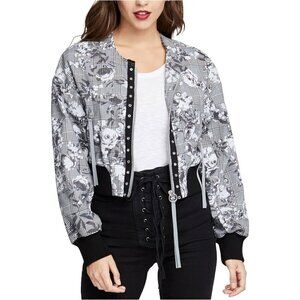 Rachel Roy Baldwin Floral Check Bomber Jacket Size Large